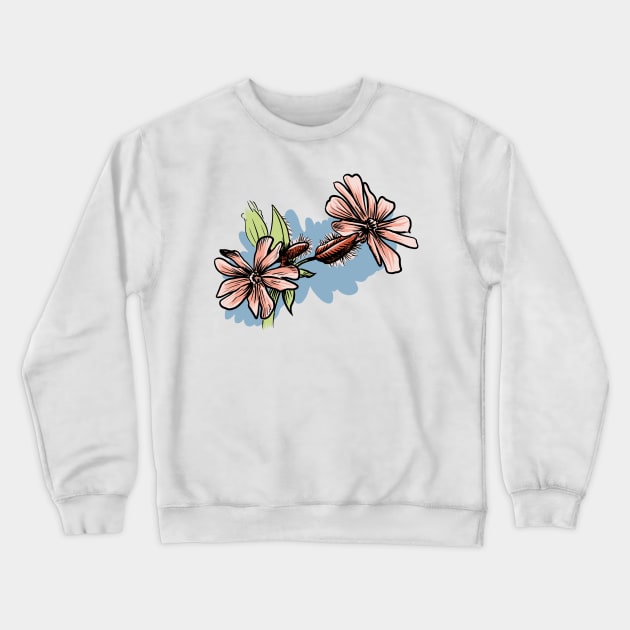 The Red Campion flower Crewneck Sweatshirt by stephenignacio